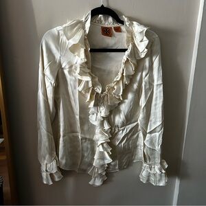 Tory Burch Cream Ruffled Blouse